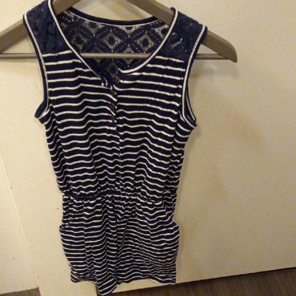 Navy Striped Sleeveless Top